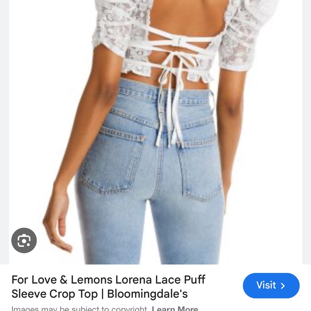 For Love And Lemons Lorena Cream Lace Puff Sleeve Blouse - Picture 9 of 9